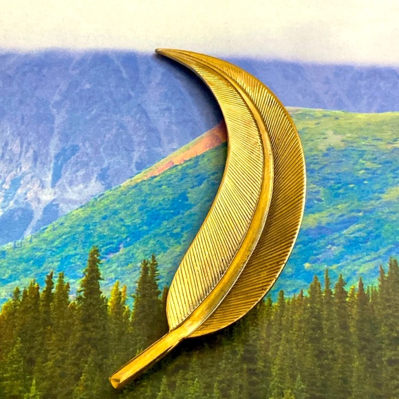 Vintage 70s Feather Broach - Picture 1 of 4